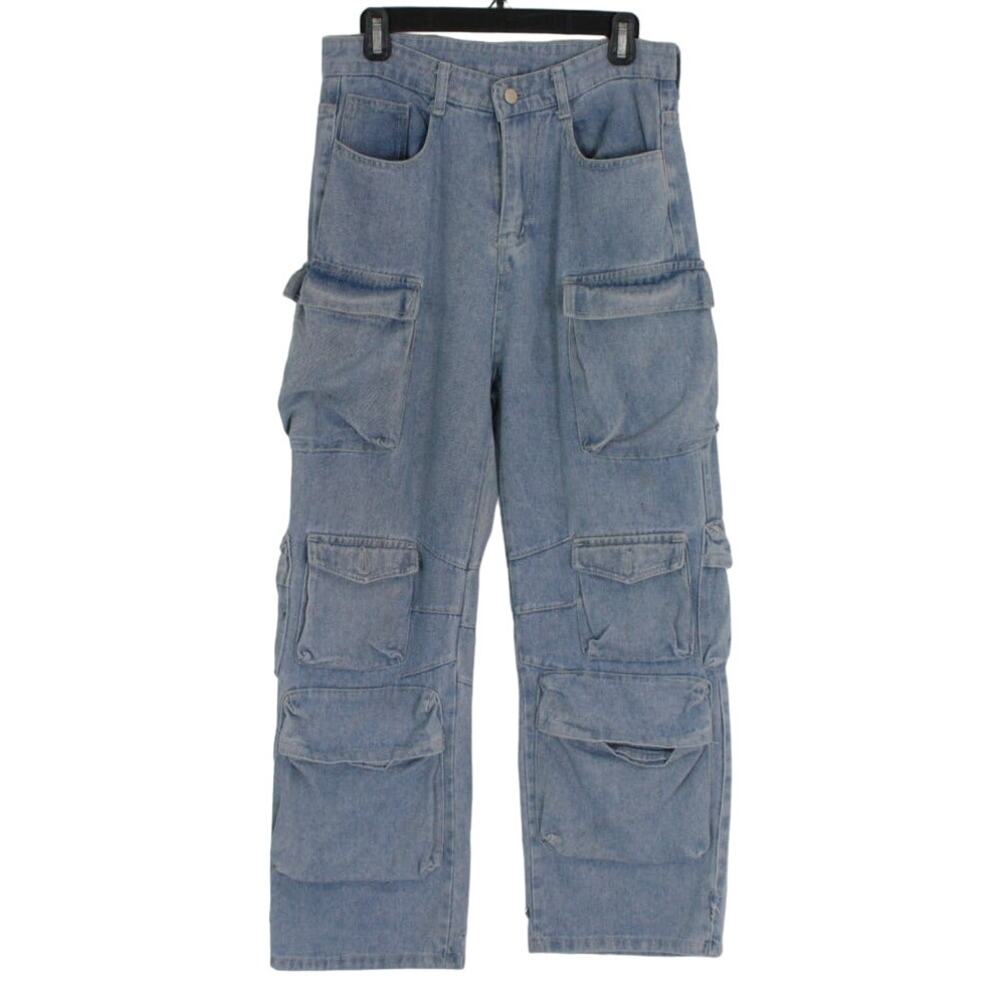 Vintage Y2K Baggy Skater Jeans Mens Small Wide Leg Distressed Paint Grunge